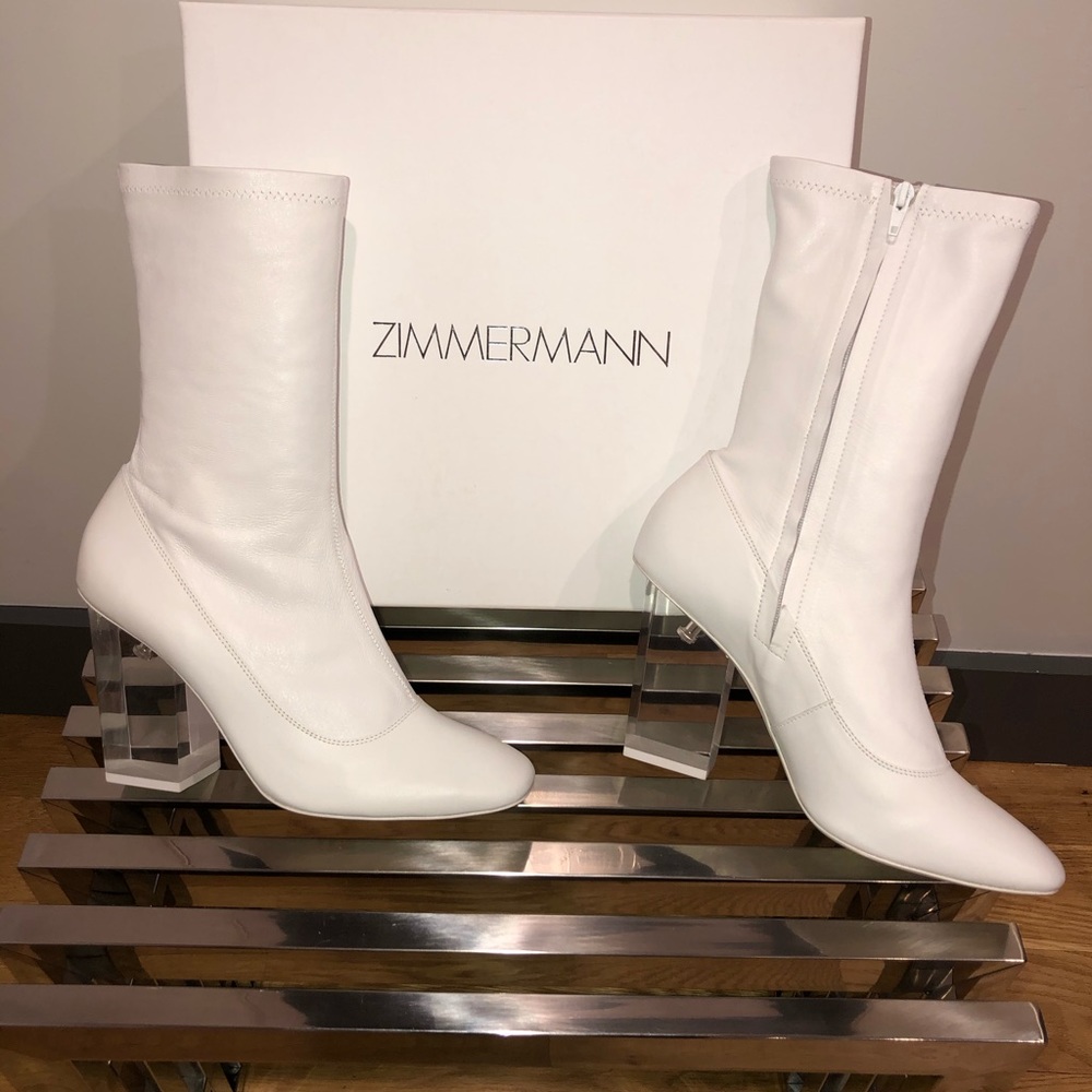 Zimmerman White Leather Boots - New, Size 40